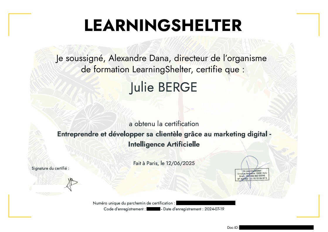 Certification LearningShelter - Marketing Digital & IA