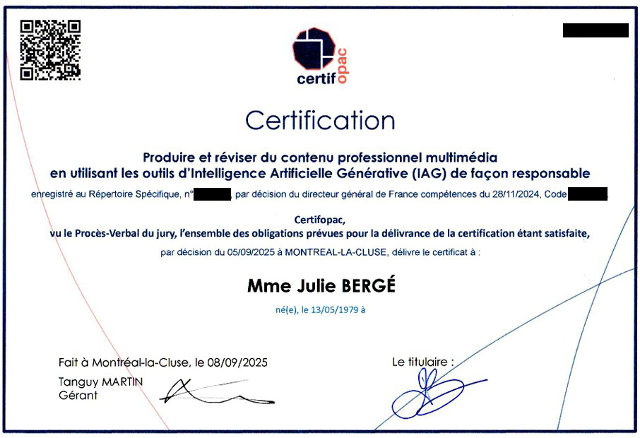 Certification Certifopac - Intelligence Artificielle Générative